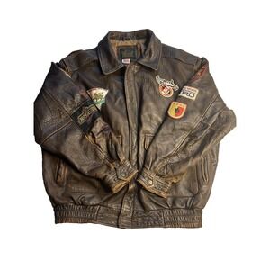 Vintage Type A-2 US Army Air Force Leather Flight Jacket Patches Size Large